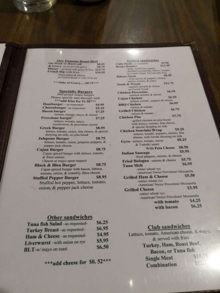 Wiechec's Lounge menu 2