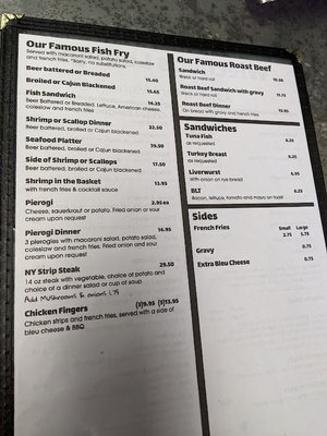 Wiechec's Lounge menu 1